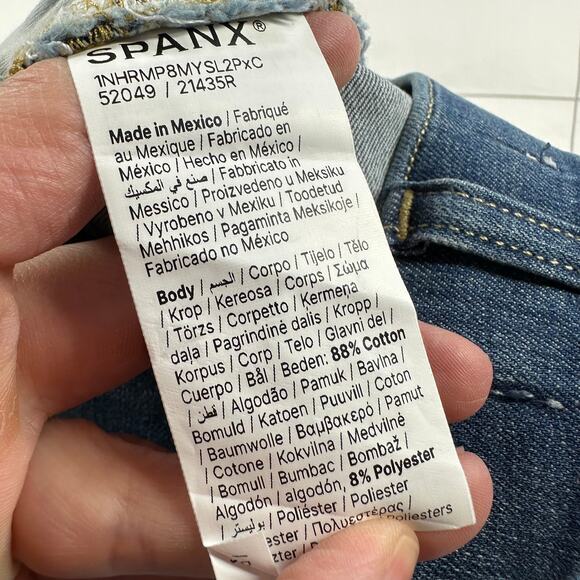 Spanx Shorts Womens XS Blue Vintage Indigo Jean Shaping Denim High Rise Stretch - Picture 5 of 12